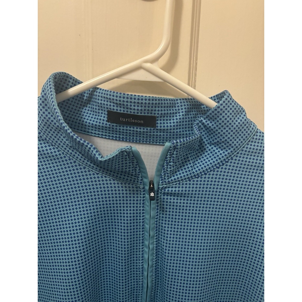 Turtleson Golf Performance 1/4 Zip Pullover Mens Blue Stretch Long Sleeve Geo L - Picture 3 of 5